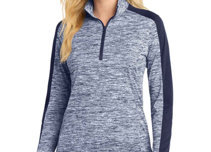 SportTek Women's PosiCharge Electric Heather Colorblock 1/4Zip Pullover LST397