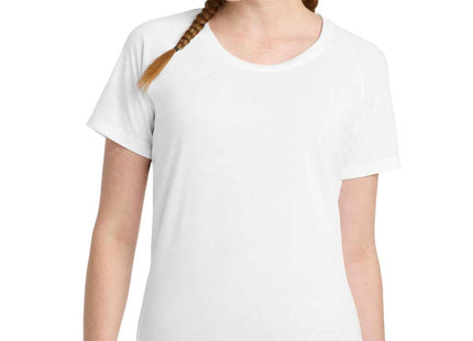 SportTek Women's PosiCharge TriBlend Wicking Scoop Neck Raglan Tee LST400 White Triad Solid