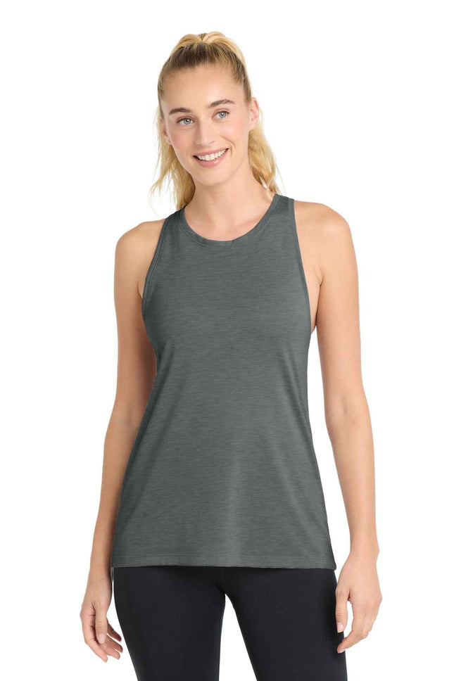 SportTek Women's PosiCharge TriBlend Wicking Tank LST402 Dark Grey Heather