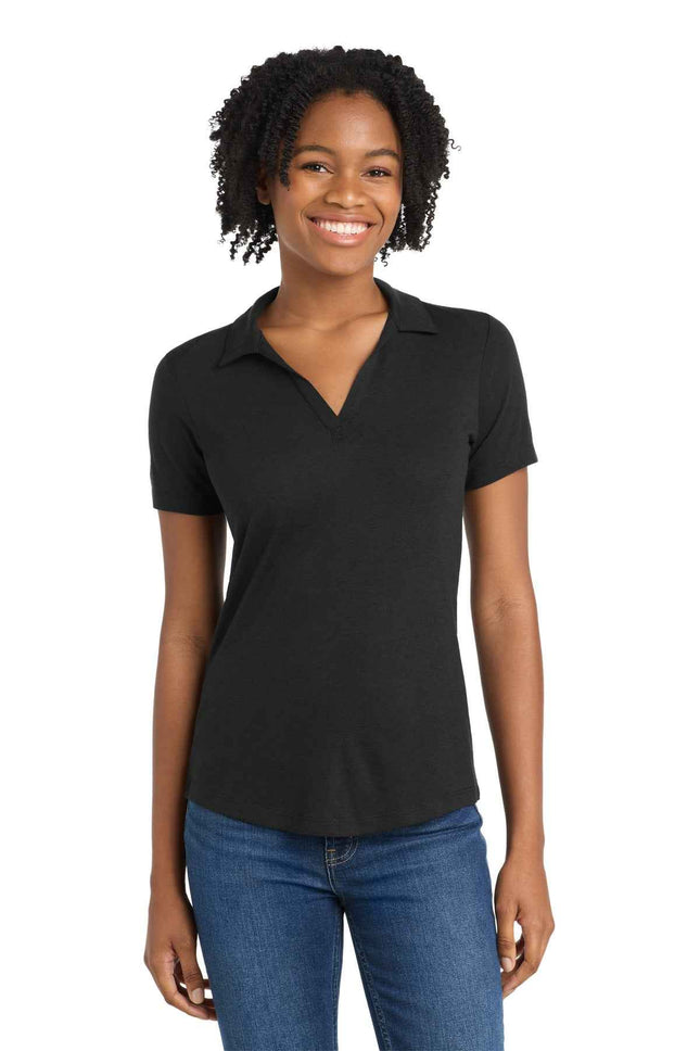 SportTek Women's PosiCharge TriBlend Wicking Polo LST405 Black Triad Solid