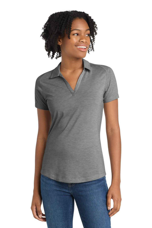 SportTek Women's PosiCharge TriBlend Wicking Polo LST405 Dark Grey Heather