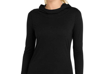SportTek Women's PosiCharge TriBlend Wicking Long Sleeve Hoodie LST406 Black Triad Solid