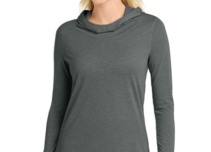 SportTek Women's PosiCharge TriBlend Wicking Long Sleeve Hoodie LST406 Dark Grey Heather