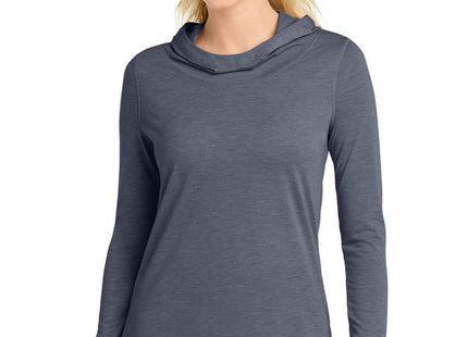 SportTek Women's PosiCharge TriBlend Wicking Long Sleeve Hoodie LST406 True Navy Heather