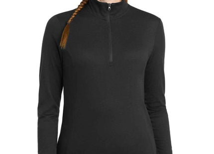 SportTek Women's PosiCharge TriBlend Wicking 1/4Zip Pullover LST407 Black Triad Solid