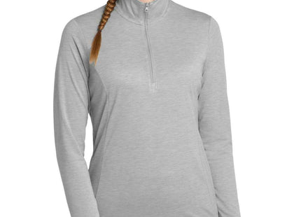SportTek Women's PosiCharge TriBlend Wicking 1/4Zip Pullover LST407 Light Grey Heather