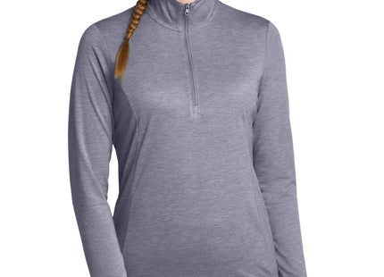 SportTek Women's PosiCharge TriBlend Wicking 1/4Zip Pullover LST407 True Navy Heather