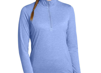 SportTek Women's PosiCharge TriBlend Wicking 1/4Zip Pullover LST407 True Royal Heather