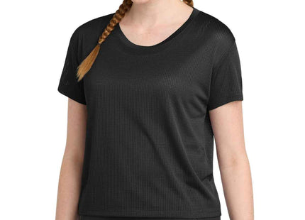 SportTek Women's PosiCharge Draft Crop Tee LST411 Black