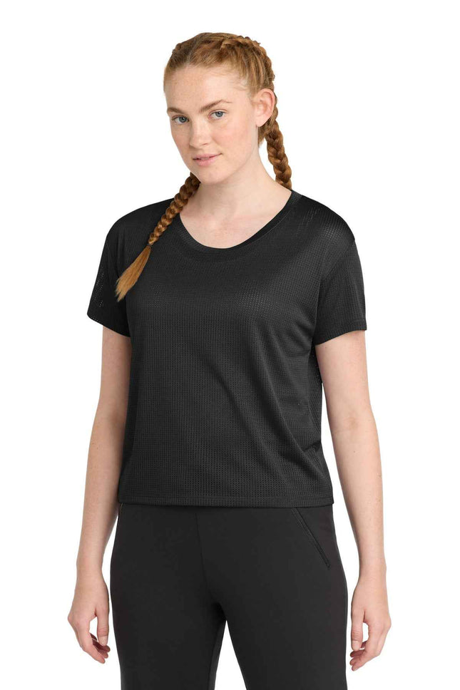 SportTek Women's PosiCharge Draft Crop Tee LST411 Black