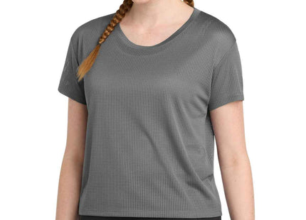SportTek Women's PosiCharge Draft Crop Tee LST411 Dark Grey