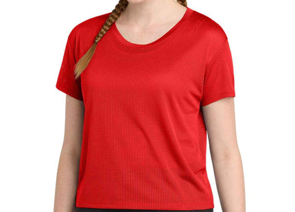 SportTek Women's PosiCharge Draft Crop Tee LST411 True Red