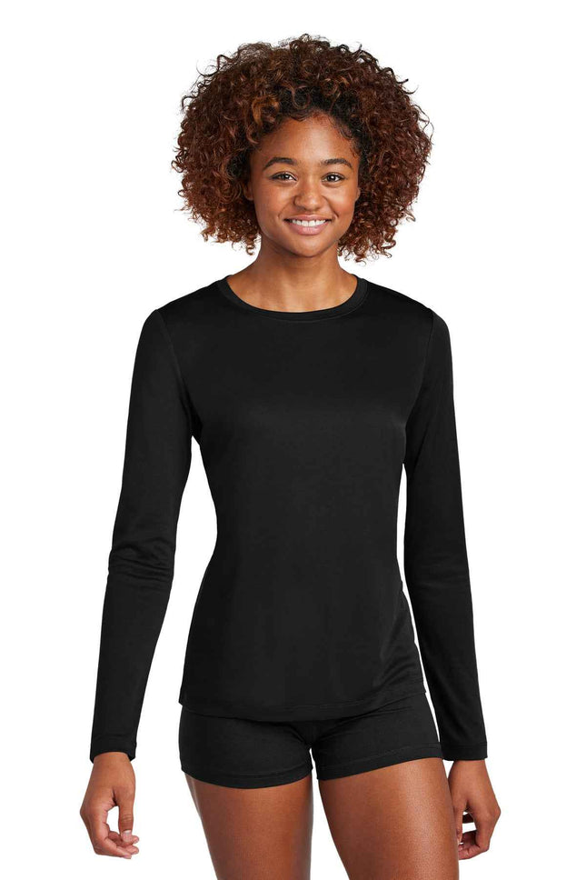 SportTek Women's PosiUV Pro Long Sleeve LST420LS Black