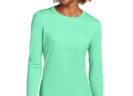 SportTek Women's PosiUV Pro Long Sleeve LST420LS Bright Seafoam
