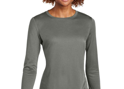 SportTek Women's PosiUV Pro Long Sleeve LST420LS Dark Smoke Grey