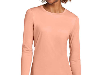 SportTek Women's PosiUV Pro Long Sleeve LST420LS Soft Coral