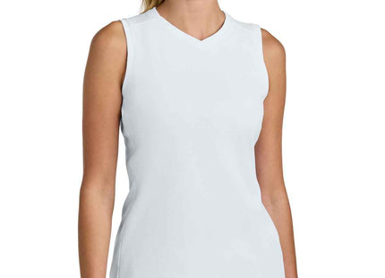 SportTek Women's Club Sleeveless VNeck LST441 White White