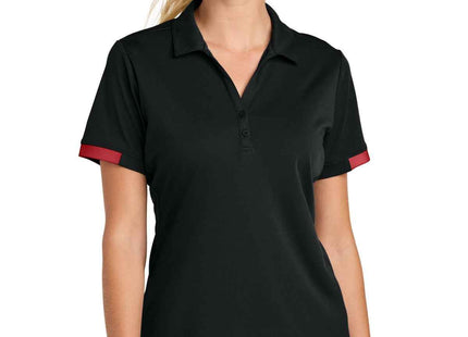 SportTek Women's Club Colorblock Polo LST444 Black Deep Red