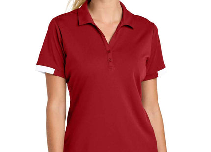 SportTek Women's Club Colorblock Polo LST444 Deep Red White