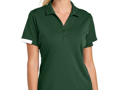 SportTek Women's Club Colorblock Polo LST444 Forest Green White