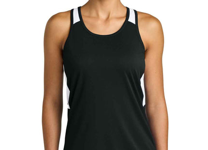 SportTek Women's Club Track Tank LST446 Black White