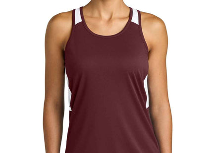 SportTek Women's Club Track Tank LST446 Maroon White