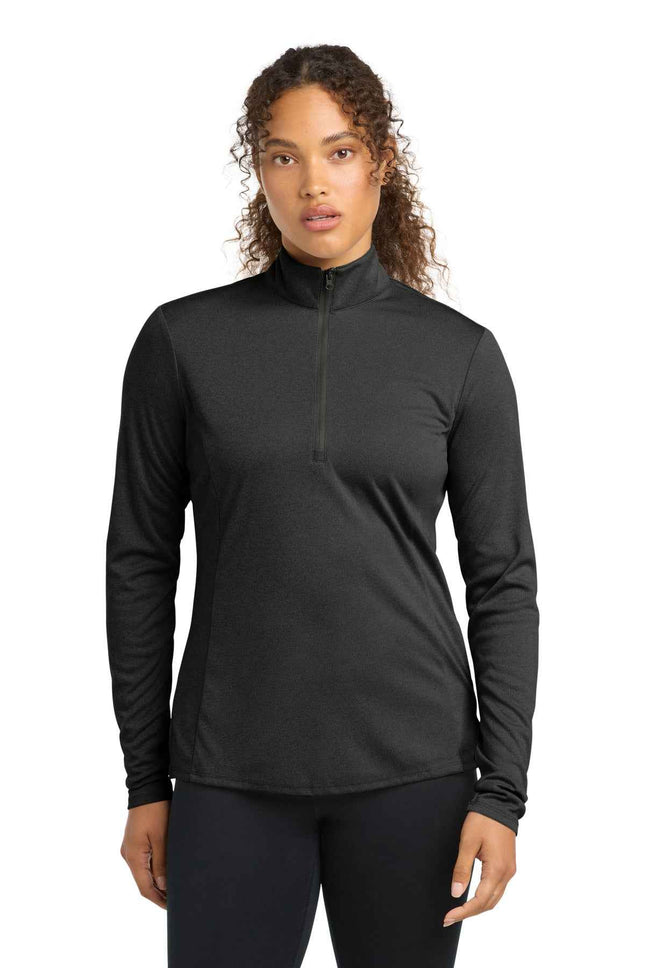 SportTek Women's Endeavor 1/2Zip Pullover LST469 Black Heather