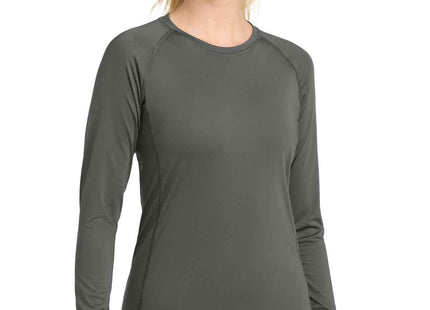 SportTek Women's Long Sleeve Rashguard Tee LST470LS Dark Smoke Grey