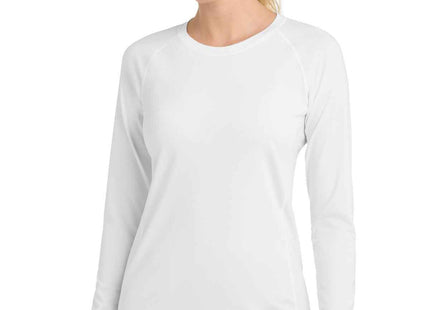 SportTek Women's Long Sleeve Rashguard Tee LST470LS White