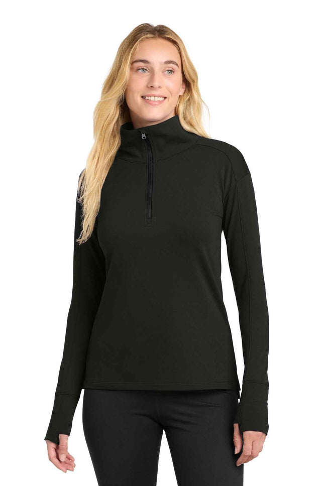 SportTek Women's SportWick Flex Fleece 1/4Zip LST561 Black