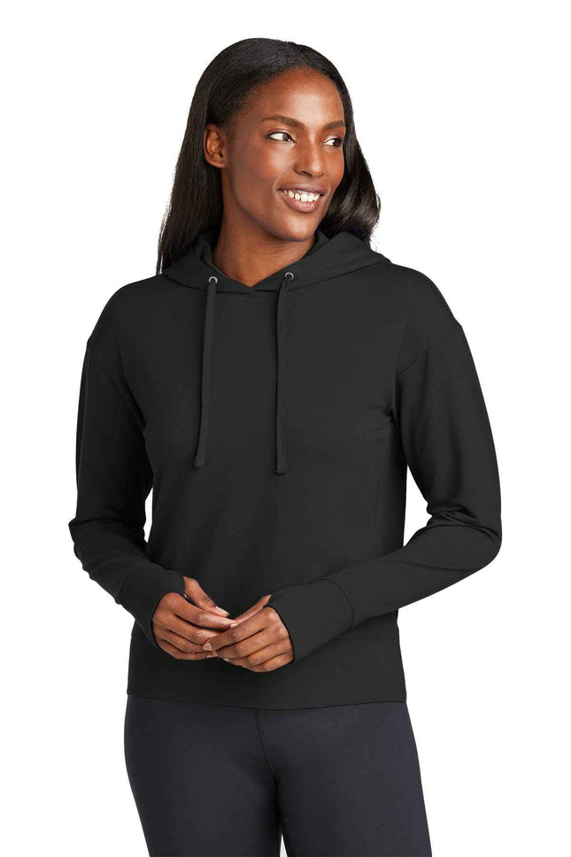 SportTek Women's SportWick Flex Fleece Pullover Hoodie LST562 Black