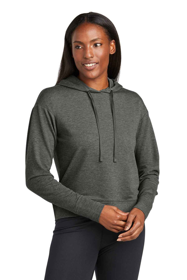 SportTek Women's SportWick Flex Fleece Pullover Hoodie LST562 Dark Grey Heather