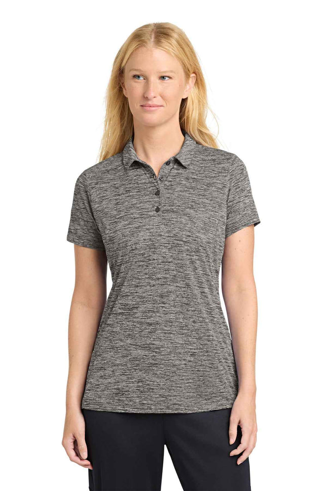 SportTek Women's PosiCharge Electric Heather Polo LST590 Black Electric