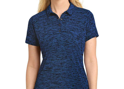 SportTek Women's PosiCharge Electric Heather Polo LST590 Dark Royal-Black Electric