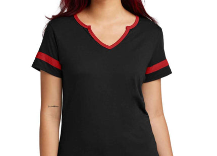 SportTek Women's Halftime Notch Neck Tee LST6041 Black Deep Red