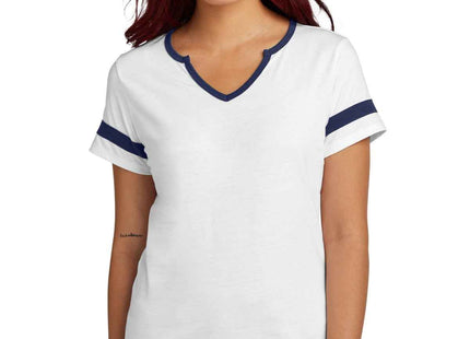 SportTek Women's Halftime Notch Neck Tee LST6041 White True Navy
