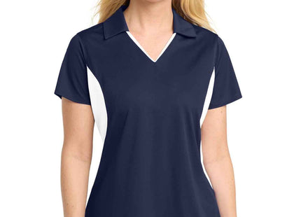 SportTek Women's Side Blocked Micropique SportWick Polo LST655 True Navy White