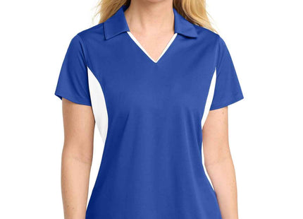 SportTek Women's Side Blocked Micropique SportWick Polo LST655 True Royal White