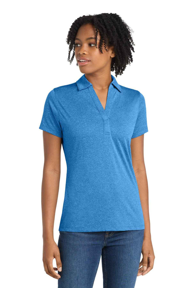 SportTek Women's Heather Contender Polo LST660 Blue Wake Heather