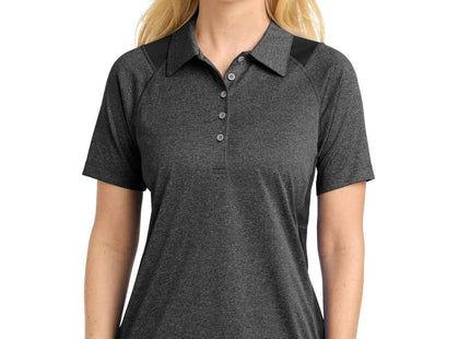 SportTek Women's Heather Colorblock Contender Polo LST665 Graphite Heather Black