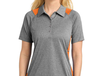 SportTek Women's Heather Colorblock Contender Polo LST665 Vintage Heather Deep Orange