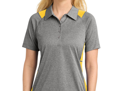 SportTek Women's Heather Colorblock Contender Polo LST665 Vintage Heather Gold