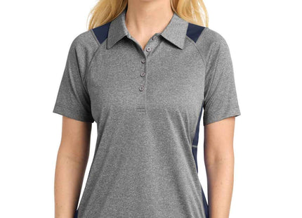 SportTek Women's Heather Colorblock Contender Polo LST665 Vintage Heather True Navy