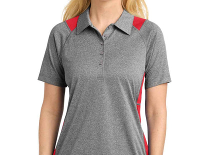 SportTek Women's Heather Colorblock Contender Polo LST665 Vintage Heather True Red