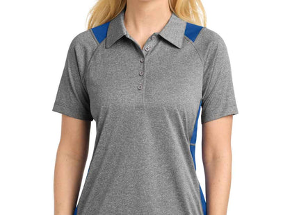 SportTek Women's Heather Colorblock Contender Polo LST665 Vintage Heather True Royal