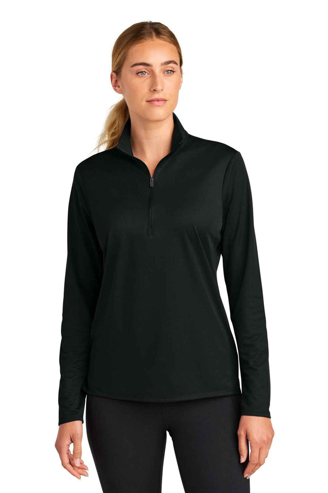 SportTek Women's Micropique SportWick 1/4Zip LST672 Black