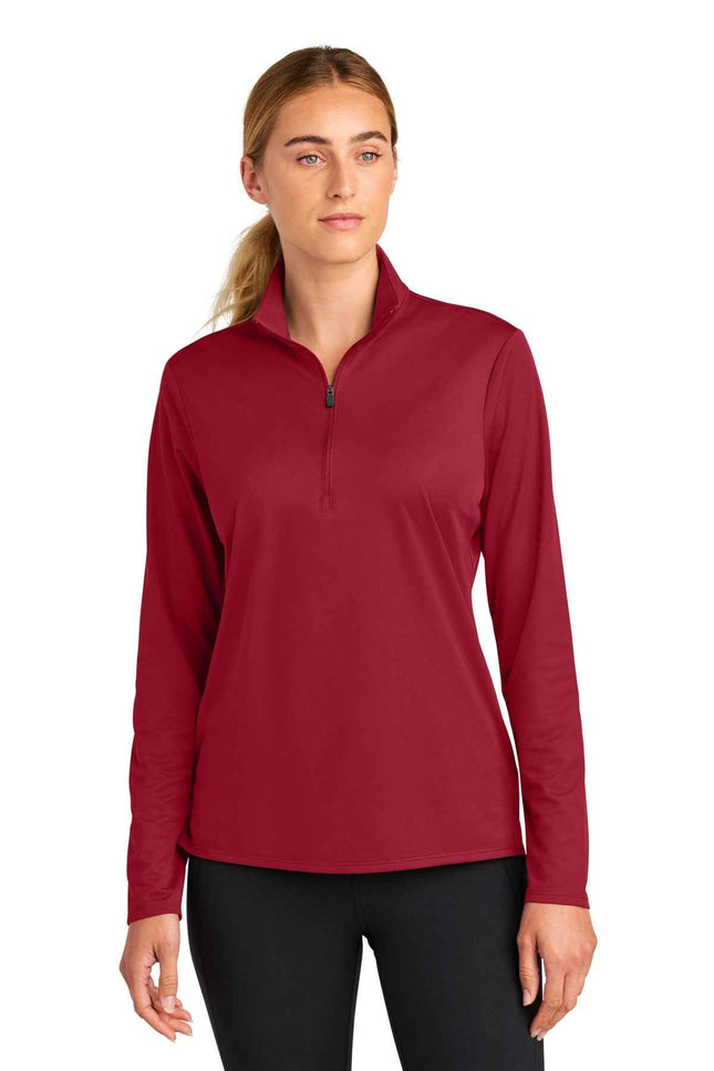 SportTek Women's Micropique SportWick 1/4Zip LST672 Deep Red
