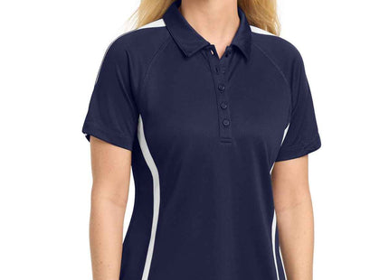 SportTek Women's PosiCharge MicroMesh Colorblock Polo LST685 True Navy White