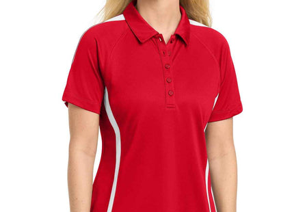 SportTek Women's PosiCharge MicroMesh Colorblock Polo LST685 True Red White