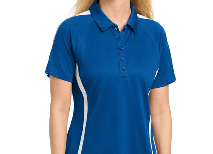 SportTek Women's PosiCharge MicroMesh Colorblock Polo LST685 True Royal White